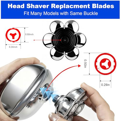 7D Floating Replacement Shaver Heads for Bald Head & Face - color: Silver/2pcs