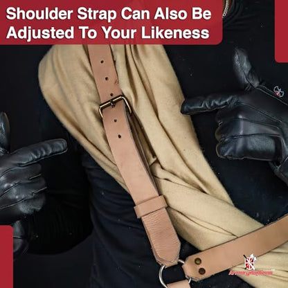 Armory Replicas Handcrafted Rigid Nature Right-Handed Leather Rapier Sword Frog Belt with Adjustable Fit - color: Natural