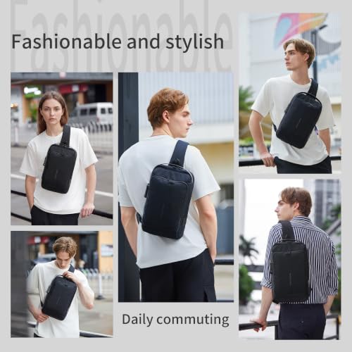 Kingsons Anti-theft Sling Backpack with Lock& Charger for Men - color: Black