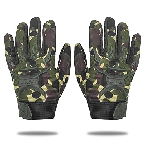Long Keeper Kids Cycling Tactical Gloves – Boys Sport Climbing Fishing Gloves Anti Slip Full Finger Gloves - color: Camo, size: Small