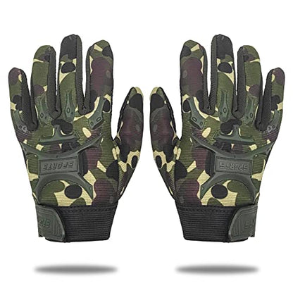 Long Keeper Kids Cycling Tactical Gloves – Boys Sport Climbing Fishing Gloves Anti Slip Full Finger Gloves - color: Camo, size: Small