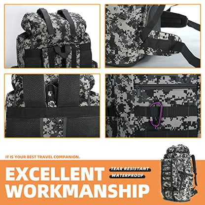 100L Hiking Camping Backpack MOLLE Rucksack Waterproof Daypack for Traveling (City Camo) - color: Citycamo