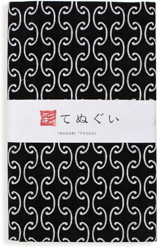 KOMESICHI irodori Japanese Traditional Towel Tenugui Link 12.99 x 34.64 in with Tenugui Iroha (English Manual) - color: Link