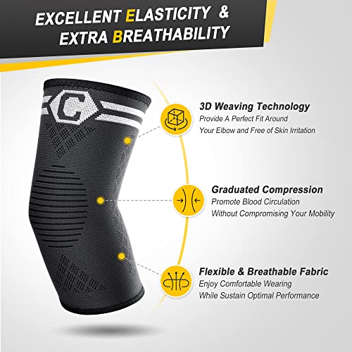 CAMBIVO 2 Pack Elbow Brace Compression Sleeve, Tennis & Golfer's Elbow - color: Grey, size: Medium