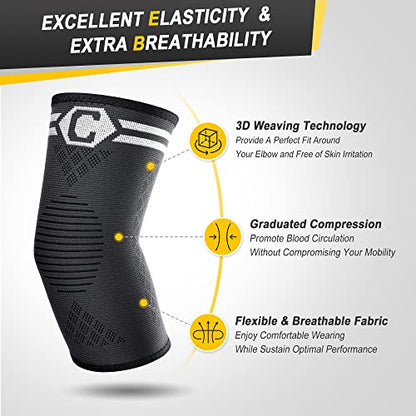 CAMBIVO 2 Pack Elbow Brace Compression Sleeve, Tennis & Golfer's Elbow - color: Grey, size: Medium