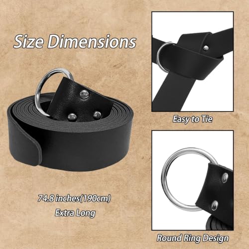 Medieval Belt with Sword Sheath, Leather Viking Belt and Frog Sword Scabbard Set, Renaissance Pirate Holster - color: Black