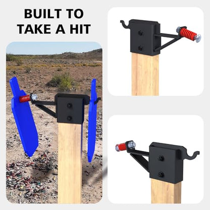 2x4 AR500 Steel Gong Target Hanger and RecoilSpring Combo, T Post Target Mount Bracket for IDPA/IPSC Torso Silhouette Metal Targets