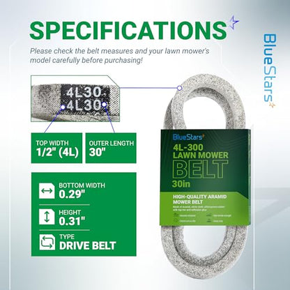 BlueStars 4L-300 Drive Belt | Heavy-Duty Aramid Cord | 1/2" x 30" - size: 4L-300, style: Aramid Cord