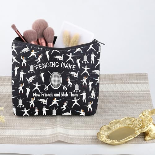 Sabre Sword Fencer Gift Fencing Make New Friends and Stab Them Cosmetic Bag Master Fencers Gift (Fencing Make New Bag)