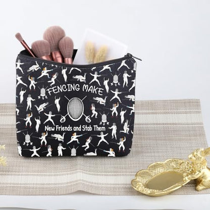 Sabre Sword Fencer Gift Fencing Make New Friends and Stab Them Cosmetic Bag Master Fencers Gift (Fencing Make New Bag)