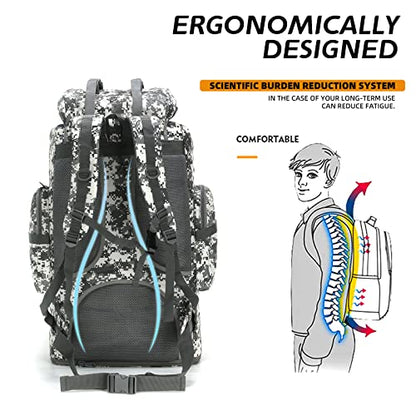 100L Hiking Camping Backpack MOLLE Rucksack Waterproof Daypack for Traveling (City Camo) - color: Citycamo