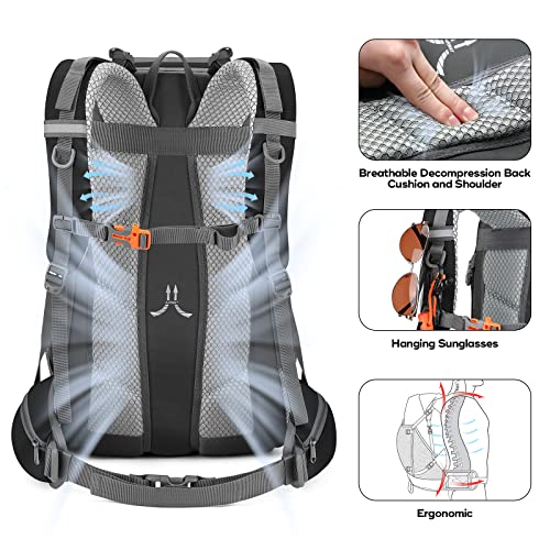 Maelstrom 40L Hiking Backpack, Lightweight Camping Daypack with Rain Cover - color: Black, size: 40l