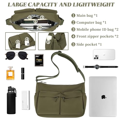 FSD.WG Crossbody Messenger Bag for men Shoulder Bag Large Capacity Laptop Bag Casual Bag - color: 59green