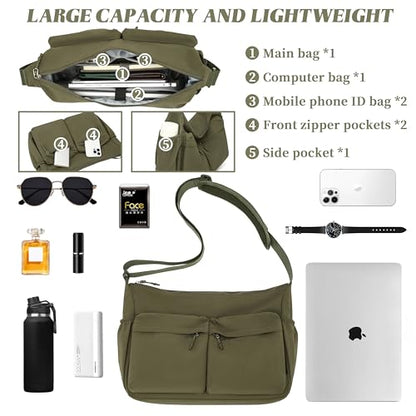 FSD.WG Crossbody Messenger Bag for men Shoulder Bag Large Capacity Laptop Bag Casual Bag - color: 59green