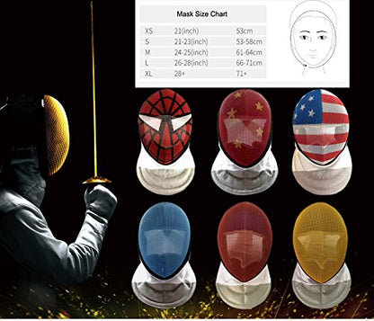 LEONARK Fencing Foil Mask Fencing Helmet CE 350N Certified National Grade Masque - Fencing Protective Gear - color: Blue, size: Large
