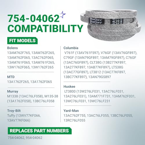BlueStars 754-04062 954-04062 Deck Belt | Aramid Cord Belt | 1/2 x 77.5 - size: 754-04062, style: Aramid Cord