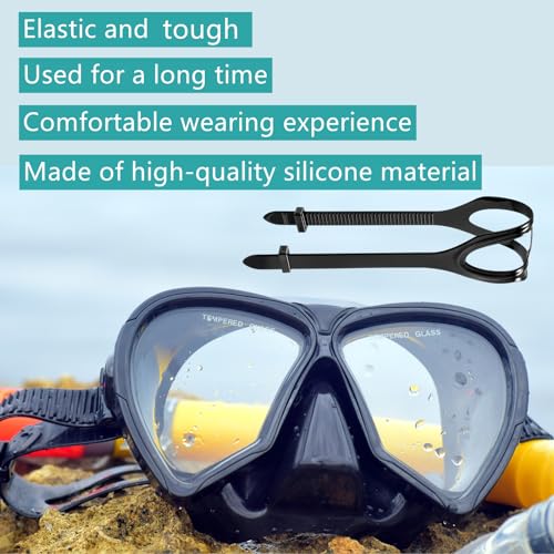 2 PCS Universal Dive Mask Strap Replacement Silicone Strap for Diving Swimming Snorkeling, Black, White