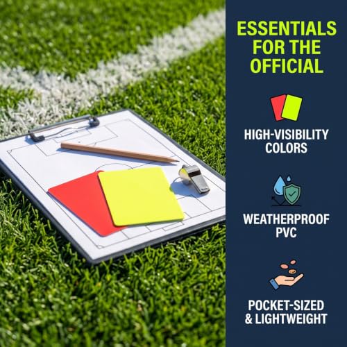 SHINEOFI 4 Sets Soccer Referee Card Set,Soccer Referee Kit Red Blue Yellow Warning Cards with Pencil Record Paper Storage Wallet for Football Matches Training Sports Game