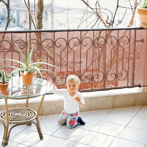 Hosuly Banister Guard Balcony Netting, 15 x 2.6 ft, Brown, 1 Set - color: Brown, size: 15 x 2.6 ft