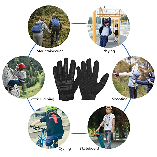 Long Keeper Kids Cycling Tactical Gloves – Boys Sport Climbing Fishing Gloves Anti Slip Full Finger Gloves - color: Style2, Black, size: Small