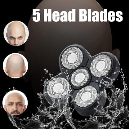 5 Head Shaver Replacement Blades Compatible with Freedom Head Shaver Kit - color: Black