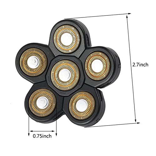 6 Blades Electric Shaver Replacement Heads Upgrade Razor Shaver Replaceable Floating Blades Wet and Dry for Bald and Face (Gold) - color: Gold6