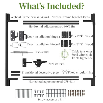 Heavy-Duty Adjustable Fence Gate Kit - 36" to 72" Wide DIY Gate Kit for Wooden Fence Using 1x4 & 2x4 Lumber, Complete Gate Kit for Building Sturdy 4 to 5 Foot Backyard Wood Gates /1 PCS