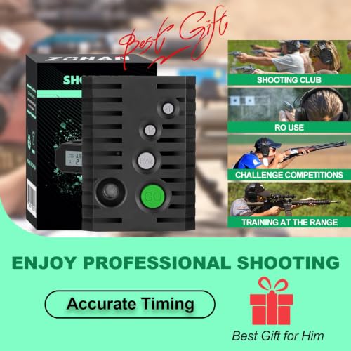 ZOHAN Upgraded Shot Timer for Shooting Competition - Shot Timers for Firearms with Improved Loud Buzzer, RO use, 4 Modes - color: Black
