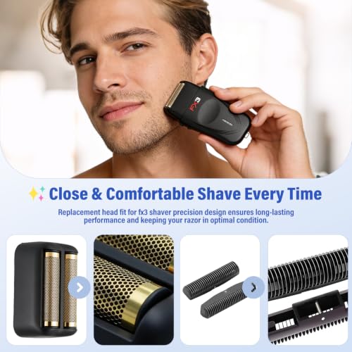 Compatible with BaByliss Pro FX3 Foil Shaver Replacement Head - color: Black 1 Pack