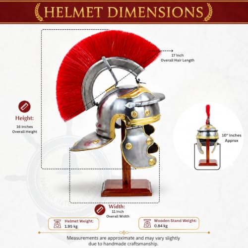 Nagina International Medieval Century Red Crest Roman Centurion Gallic Smiths Helmet For Gladiators Warriors For LARPERS