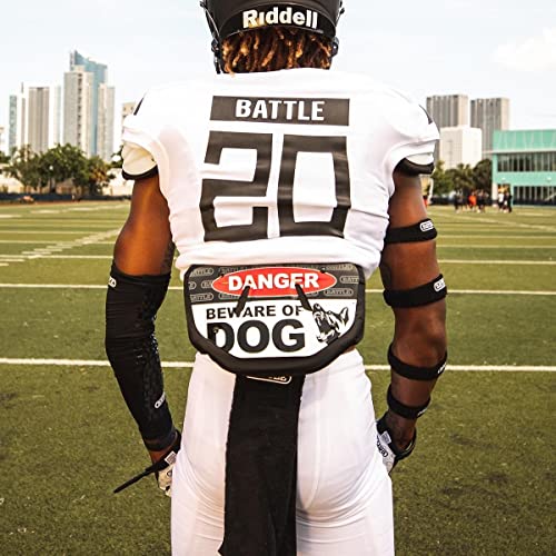 Battle Sports Novelty Football Back Plate, Kids, Adults - color: Beware of Dog, Red, size: Adult