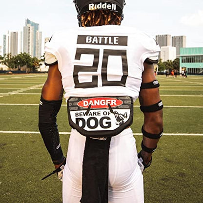 Battle Sports Novelty Football Back Plate, Kids, Adults - color: Beware of Dog, Red, size: Adult