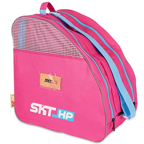 Roller Skate Bag with Adjustable Shoulder Strap for Kids and Adults to Hold Inline Skates and Knee Pads - color: B Pink