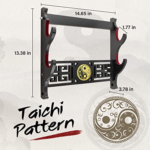 Taichi Sword Wall Mount Velvet Padded Hook Katana Holder Display Hanger for Lightsaber,Cosplay Blade Tanjirou Demon Slayer Weapon Stand (2-Tier)