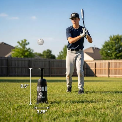 Thorza Tee Popper Motion Tee, Solo Baseball Training System with 4 Durable Balls for Hitting Practice, Swing Training, Batting Accuracy and Hand-Eye Coordination