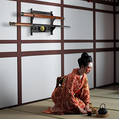 Taichi Sword Wall Mount Velvet Padded Hook Katana Holder Display Hanger for Lightsaber,Cosplay Blade Tanjirou Demon Slayer Weapon Stand (2-Tier)