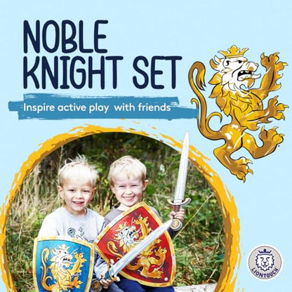 Liontouch - Noble Knight Foam Swords & Shields for Two Kids - Age 3-8 - color: Blue + Red