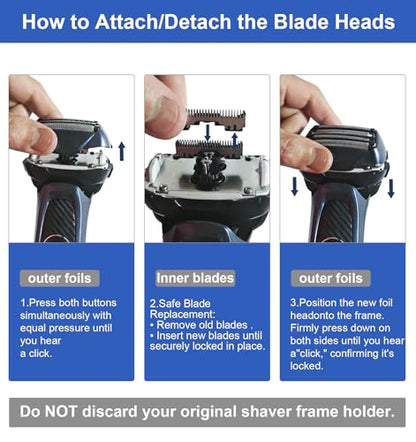 Replacement Blades and Foil for ARC5,Replacement Blades Fit for ES9032/ES-LV65/ES-LV95,ES-LV9N, ES-XLV9C Series Shavers,5-Blade Shaving Head with Precision Trimmer (Black, 30 Count (Pack of 1))
