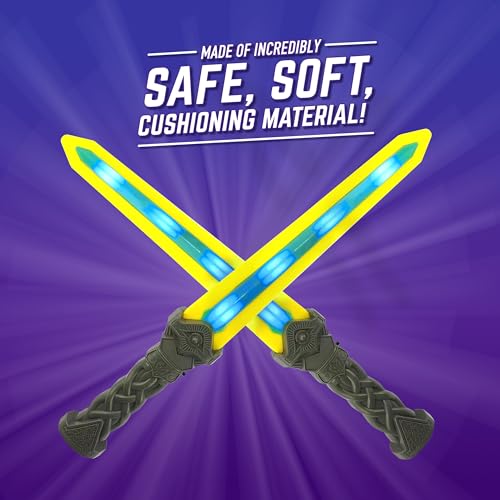 Geospace 18” Gladiator Geosword - 2 Pack LED Light Saber Toy Swords for Kids & Adults, Motion Activated Lights & Sounds, Star Wars Lightsabers, Safe Indoor/Outdoor Lightsaber Play