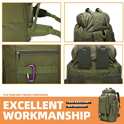 100L Hiking Camping Backpack MOLLE Rucksack Waterproof Daypack for Traveling (Army Green) - color: Armygreen
