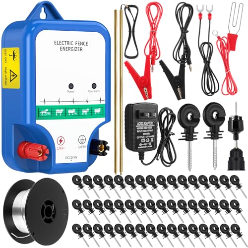MorningRo Electric Fence Kit 8 Mile 12kV 2J, Classic Ver., Blue - style: Classic Ver