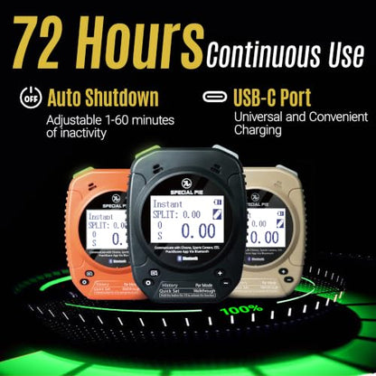 Indesign Shot Timer with Belt Clip - 2025 Upgraded Shot Timer for Shooting Competition, Bluetooth Connect, Ideal for IPSC, IDPA, USPSA - color: Orange
