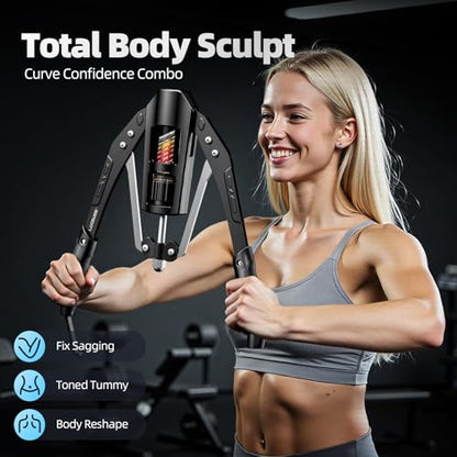 Twister Arm Trainer, 22-440 lbs Adjustable Hydraulic Arm Exerciser, Chest Expander for Arm Chest Shoulder Back Workouts, Foldable Home Gym Strength Training Equipment - color: Black