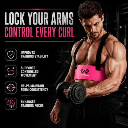 Arm Blaster Bicep Curl with Neoprene Padding, Adjustable Aluminum Bicep Curl Isolator, Bicep Blaster Arm Trainer for Weight Lifting Bodybuilding Home Gym Workout - color: Pink