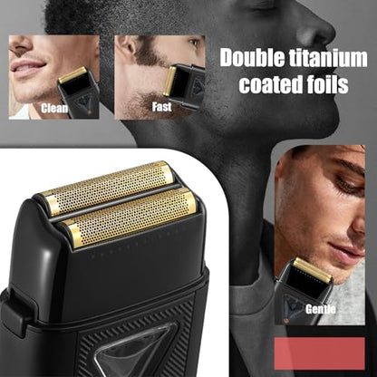 VGR 334 Foil Shaver Replacement Head, Electric Shaver Replacement Foil and Cutters Set, Double Titanium Foils Floating Blade, 1 Pack