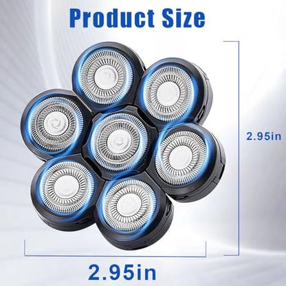 7-Blade Replacement Shaver Heads for Bald Head & Face,2-Pack - color: Black 7 Head/2pcs