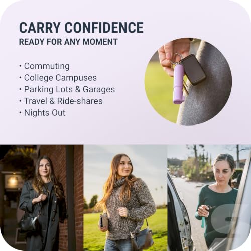 SABRE Mighty Discreet Pepper Spray with Snap-Clip Keychain - Pocket Size for Running, Walking, Keys & Travel, Fits in Small Bags & Purses, Max Strength Self Defense, UV Dye, 12 ft Range, 0.18 fl oz - color: Lavender