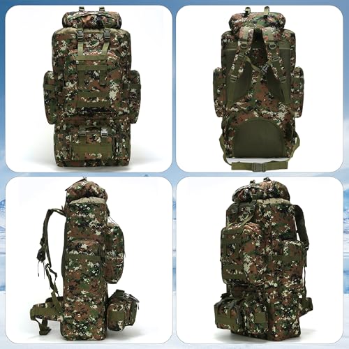 King'sGuard 100L Camping Hiking Backpack Molle Rucksack Military Camping Backpacking Daypack - color: Woodland Camo