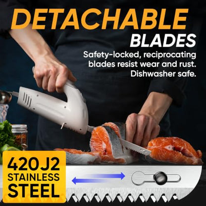 Homaider Electric Knife for Meat Slicing 2 Blades, Carving Fork & 6 Ft Cord - size: Knife