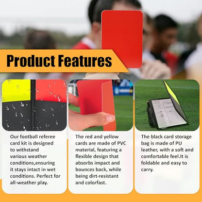 Soccer Referee Cards Set,Red and Yellow Cards for Soccer with Record Paper, Pencil, Card Storage Wallet,Soccer Referee Kit for Football Volleyball Rugby Baseball Matches,Training,Sports Games